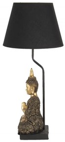 Asztali lámpa arany Buddha szoborral fekete burával 60 cm