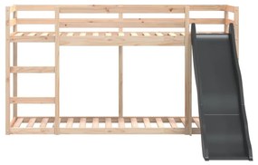 tömör fenyőfa emeletes ágy csúszdával és létrával 90 x 200 cm