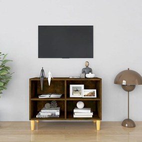füstös tölgy színű TV-szekrény tömör falábakkal 69,5x30x50 cm