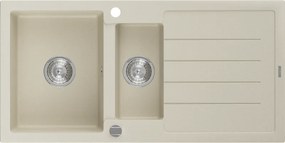 Mexen Andres - gránit mosogató 100,0x50,0 cm, 1,5 kamrás, bézs, 6515101510-69