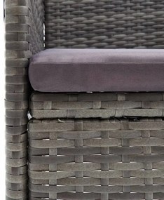 3 részes szürke polyrattan kerti étkezőgarnitúra párnákkal
