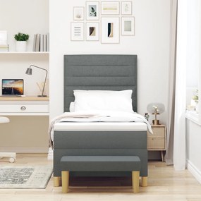Box Spring ágy matraccal és paddal Sötét szürke 90x190 cm Szövet