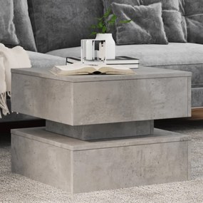 Betonszürke dohányzóasztal LED-lámpákkal 50 x 50 x 40 cm