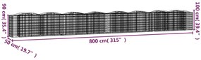 íves horganyzott vas gabion magaságyás 800 x 50 x 100 cm