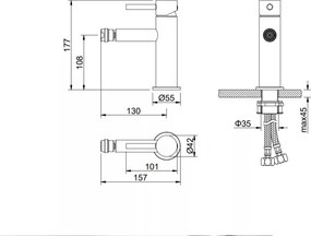 AREZZO design ASTRO bidé csaptelep, króm