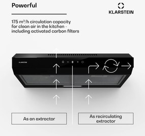 Klarstein Contempo Neo, páraelszívó, szekrény alatti, keringtetés, 175 m³/ó, SenseControl, integrált érintésvezérlés, rozsdamentes acél / akrilüveg