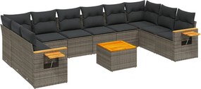 vidaXL 11 részes szürke polyrattan kerti ülőgarnitúra párnákkal