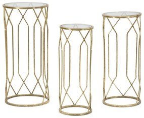 Kerek tárolóasztal szett üveg asztallappal, 3 db-os ø 32 cm Tunisi – Mauro Ferretti