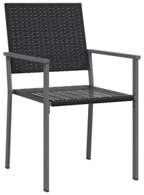 4 db fekete polyrattan kerti szék párnával 54x62,5x89 cm