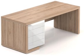 Lineart asztal 200 x 85 cm + bal konténer, világos bodza / fehér