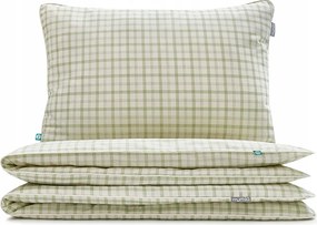 Zöld kockás ágyneműhuzat 140x200 cm 1x 80x70 cm Mumla