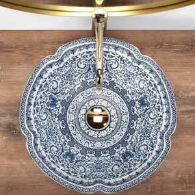 REA-U5666 - VIVIEN ráültethető mosdó Ø 42,5 cm, kerámia/ornamentális minta