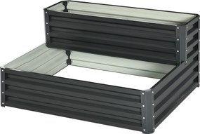 Outsunny 2-Tiers Városi Kertészeti Ültetődoboz Kültéri Acél Növényládával Lépcsőformában Gyógy- és Fűszernövények, Virágok Terasz Kerthez 120x101x58 c