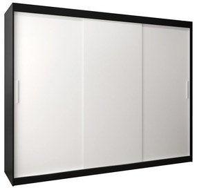Ruhásszekrény 250 cm Toki (matt fekete + matt fehér). 1064863
