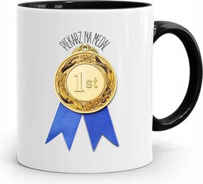 Fekete Bögre Ajándék Péknek #1 Éremre, fényképes nyomattal