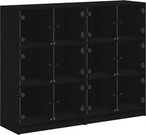 vidaXL fekete szerelt fa könyvespolc ajtóval 136 x 37 x 109 cm