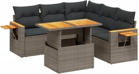 vidaXL 6 részes szürke polyrattan kerti ülőgarnitúra párnákkal