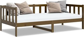 vidaXL mézbarna tömör fenyőfa kanapéágy 90 x 200 cm