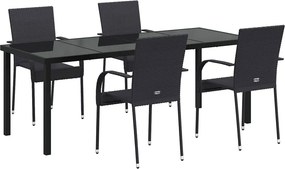 vidaXL Kert étkező szett 5 pcs Fekete Porszórt acél