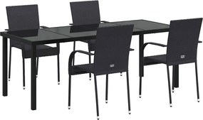 vidaXL Kert étkező szett 5 pcs Fekete Porszórt acél