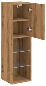 2 db kézműves tölgy TV-szekrény LED-lámpákkal 30,5x30x102 cm