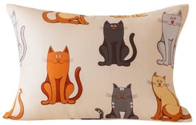 Mikroszálas párnahuzat COLORED CATS 70x90 cm, krém színű