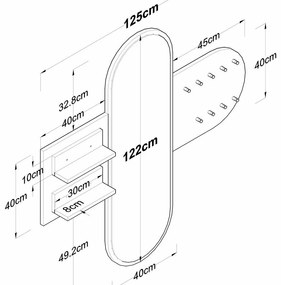 Fali akasztó tükörrel Pomi White and Walnut