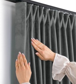 Sötétszürke bársony dimout (részleges sötétítő) függöny 200x270 cm Velto – Filumi