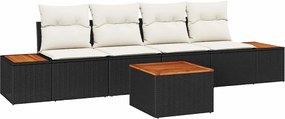 vidaXL Kerti Kanapé Szett párnával tárolóval 5 pcs Fekete Poli rattan