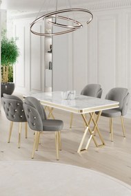Rigel étkezőgarnitúra, fehér-arany, 130 cm – TR240CHR2227