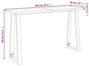 tömör akácfa konzolasztal természetes éllel 140 x 40 x 80 cm
