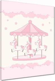 Vászonkép 40x50 Rózsaszín unikornisok a körhintán