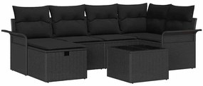 vidaXL Kerti Kanapé Szett párnával tárolóval 7 pcs Poli rattan
