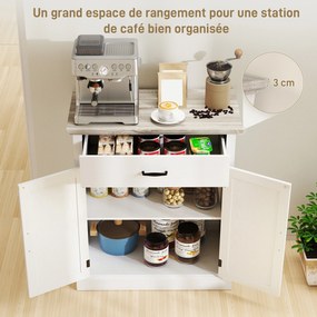 HOMCOM Modern Stílusú Nappali Buffet Tároló Szekrény 2 Ajtóval, Fiókkal és Állítható Polccal - Étkező és Nappali Buffet, 75,2 x 40 x 91,5 cm, Fehér |