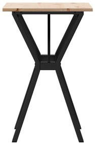 tömör fenyőfa és acél étkezőasztal Y-vázzal 50x50x75 cm