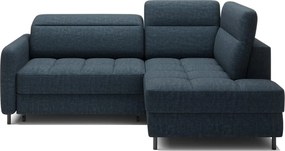 Kék bársony kinyitható-tárolóhelyes sarokkanapé (jobb oldali-L alakú) Barea – ELTAP