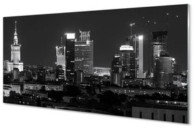 Akrilkép Éjszakai panoráma Varsó felhőkarcolók 125x50 cm