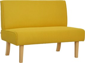 HOMCOM 2 Személyes Kanapé, Kordbársony Hatás, Fa Lábakkal, Párnázott Kárpitozás, Két Személyes Kanapé Hálószobába és Nappaliba, 110 x 62 x 85 cm, Sárg