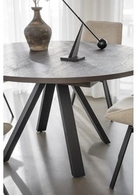 Sötétbarna kerek bővíthető étkezőasztal tölgyfa dekorral ø 135 cm Maddock – Rowico