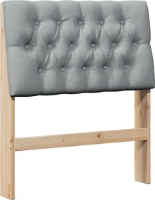 vidaXL Kárpitozott fejtámla Világosszürke 75 cm Tömör fenyőfa