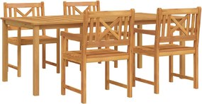 vidaXL Kert étkező szett 5 pcs Barna Tömör Akácfa