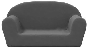 kétszemélyes antracitszürke puha plüss gyerekkanapé