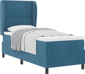 vidaXL Boxrugós ágy matracmal Sötét kék 200 x 80 cm Poliészter