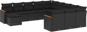 vidaXL 12 részes fekete polyrattan kerti ülőgarnitúra párnákkal
