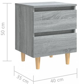 szürke sonoma színű éjjeliszekrény tömör falábakkal 40x35x50 cm