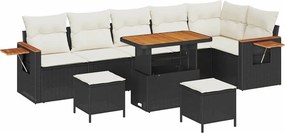 vidaXL Kerti Kanapé Szett párnával 9 pcs Fekete és Krém