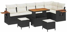 vidaXL Kerti Kanapé Szett párnával 9 pcs Fekete és Krém