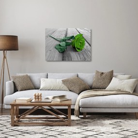 Üveg kép - Zöld rózsa (70x50 cm)