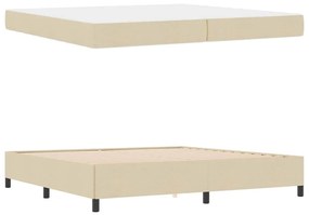 Boxrugós ágy Krém és fekete 200 x 200 cm Textil és mérnöki fa