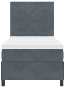 Boxspring Ágy Matrac Közép Szürke 100x200 cm Bársony